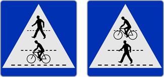 Kennzeichnung eines Schutzweges und einer Radfahrerüberfahrt (Verkehrszeichen)