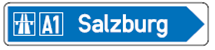 Wegweiser zur Autobahn oder Autostraße (Verkehrszeichen)