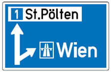 Vorwegweiser zur Autobahn oder Autostraße (Verkehrszeichen)