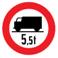 Fahrverbot für Last­kraftfahrzeuge bzw. Anhänger mit mehr als 5,5 Tonnen höchst­zu­lässigem Gesamtgewicht (Verkehrszeichen)