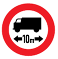 Fahrverbot für Lastkraftfahrzeuge (bzw. inklusive Anhänger) über 10 Meter Gesamtlänge  (Verkehrszeichen)